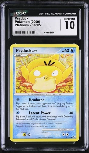 CGC 10 GEM MINT Psyduck 87/127 Platinum Non Holo Pokemon Card