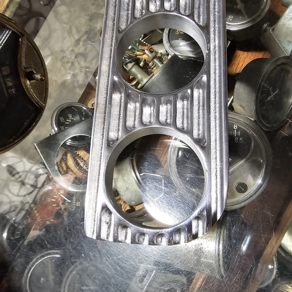 Polished Finned Aluminum 4 Gauge Under Dash Panel Hot Rod Custom Car Boat Van - Image 4 of 4