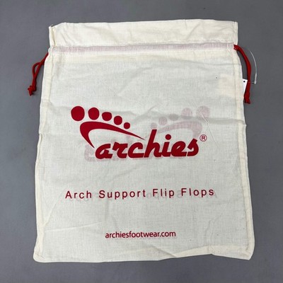 ARCHIES 4-PACK! Cotton Carry Bags for Footwear Flip Flop Sandals 17''x14'' Tan (Ne
