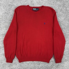Polo Ralph Lauren Sweater Men  s M Red Vintage 90s Cotton Crewneck Fisherman