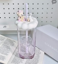 Starbucks Garden Dance Purple Triangle Bottom Glass Straw Cup Gift 18oz