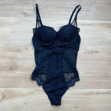 Fredericks of Hollywood Lace Teddy Lingerie Black Size Medium