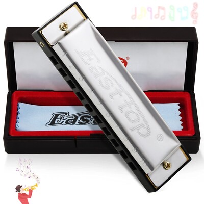 EASTTOP 10Hole Harmonica Diatonic Harmonica Key of C Blues Harp Mouth Organ Gift