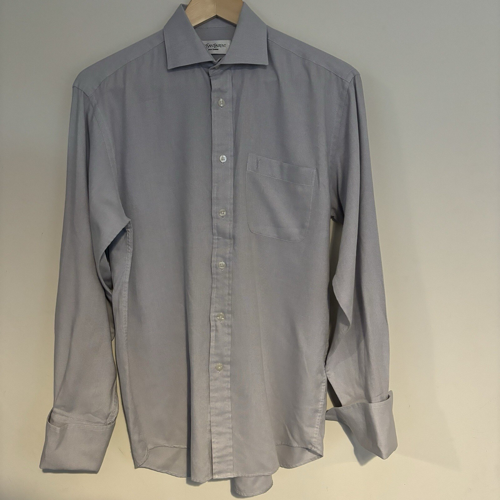 Yves Saint Laurent YSL Camicia Uomo Doppio Polsino Taglia 37 14 5