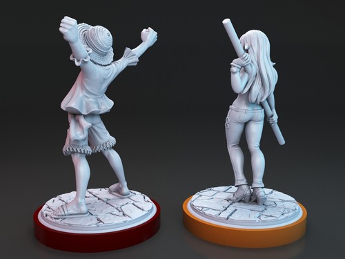Luffy and Nami anime miniature for Tabletop, boardgames, dioramas... - Imagen 5 de 29