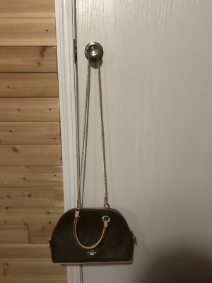Coach Katy Signature Canvas Dome Satchel Handbag Brown