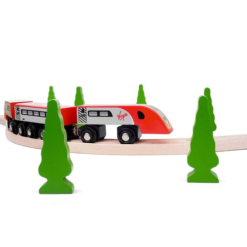 Bigjigs Rail Virgin Trains Pendolino réplica motor de madera, juegos de trenes de madera - Imagen 5 de 7
