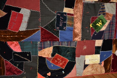 UNUSUAL Vintage Authentic Amish Crazy Antique Quilt, Dated "1908!" - Picture 8 of 13