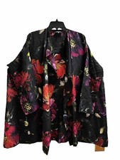 New Eskandar Black Floral Print Silk Drape Front Jacket Sale (0)