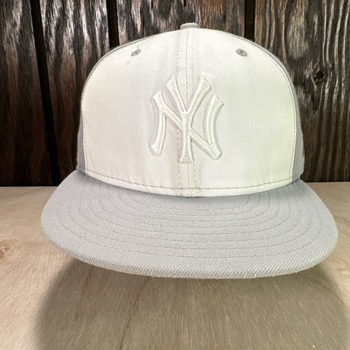 New York Yankees Hat White Gray New Era 59Fifty 5950 Size 8 Wool NY Baseball MLB - Picture 2 of 17