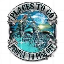 Sublimation Print Motorcycle Biker Skeleton Ready to Press Heat Transfer