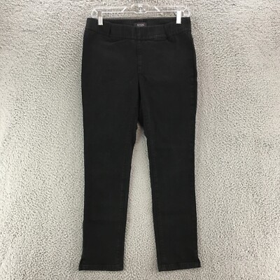 NYDJ Alina Pull On Ankle Pants Womens 4P Black Mid Rise Elastic Waist Flat  Front