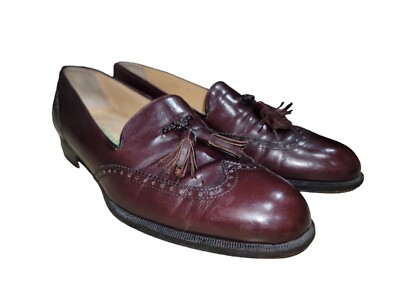 Vintage Cole Haan Men's Brown Leather Tassel Wing Tip Loafers Sz 8 D Made Italy