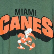 Vintage Nike Miami Hurricanes T-Shirt 1990s Mascot XXL Light Pilling