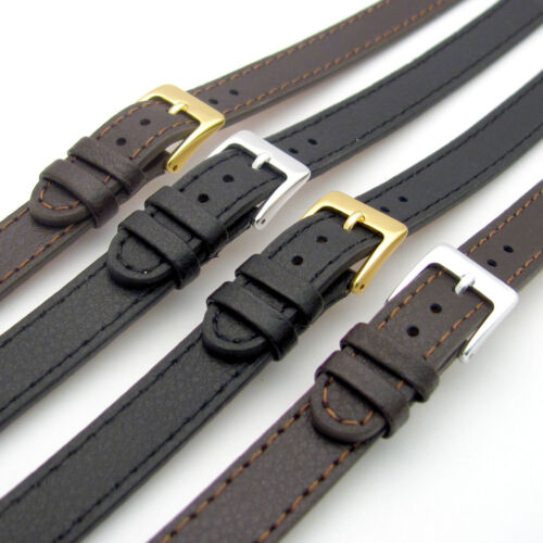 Super long Ladies XXL Leather Watch Strap Band 10mm 12mm 14mm Black Brown C023 - Foto 1 di 5