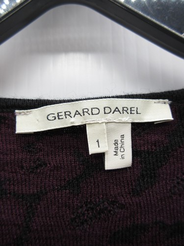 Gerard Darel Sweater Women 1 Small Black Purple Wool Pullover Leopard Print - Picture 8 of 10