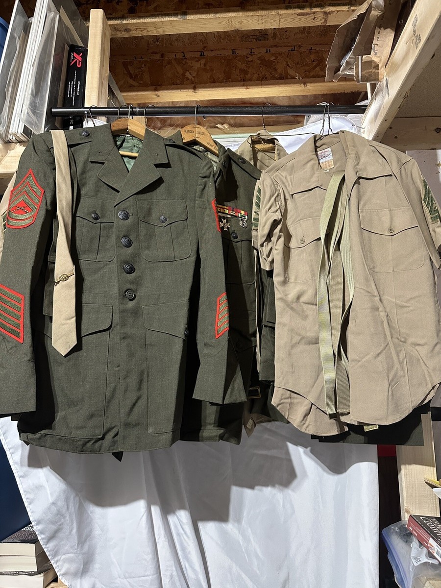 Vtg Huge Lot Vietnam War USMC Green Wool Alpha Uniforms