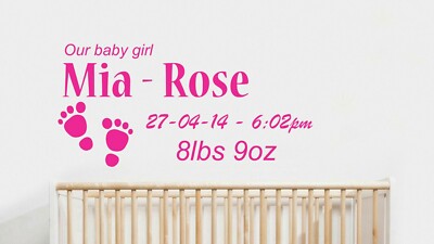 KINDERZIMMER WANDAUFKLEBER PERSONALISIERT UNSER BABY JUNGE/MÄDCHEN VINYL WANDBILD AUFKLEBER TRANSFER