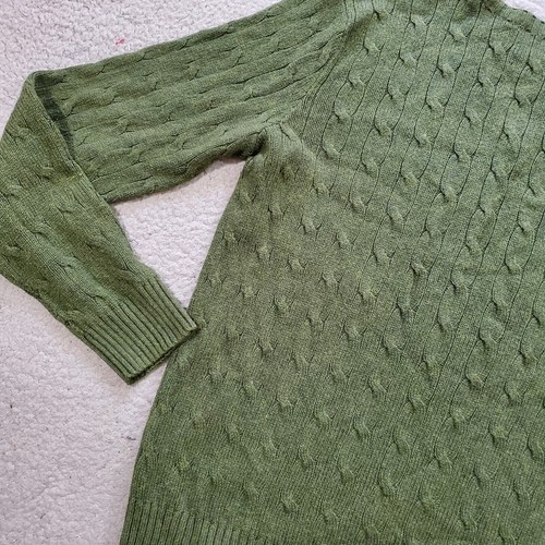 Vintage Polo Ralph Lauren Sweater Mens Large Green Tussah Silk Cable Knit V Neck - Picture 8 of 18