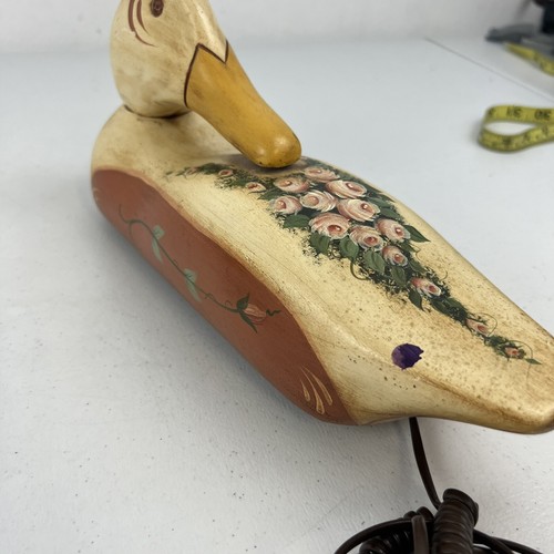 RARE VINTAGE 1986 CREATIONS BY CRANFORD DECOY MALLARD DUCK WOODEN PHONE WORKS - Picture 5 of 9