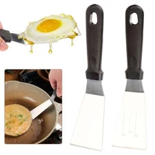 2 Pieces Small Cookie Spatula Metal Stainless Steel Spatula -Slotted & Solid
