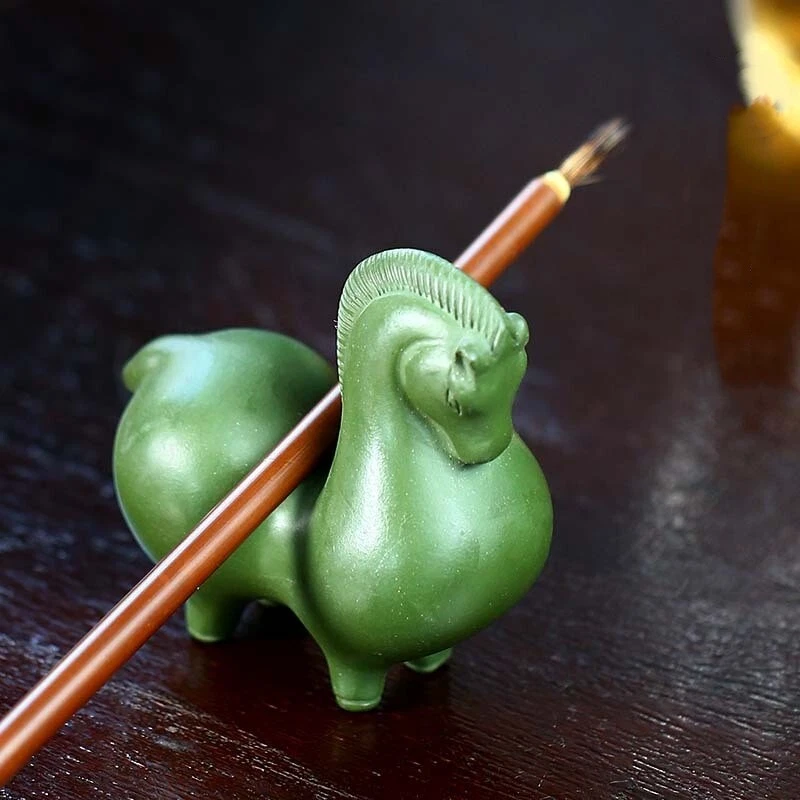 Estatua de caballo Yixing Zisha arcilla verde té mascota artículos de arte hechos a mano adorno estante nuevo Foto 2 de 4