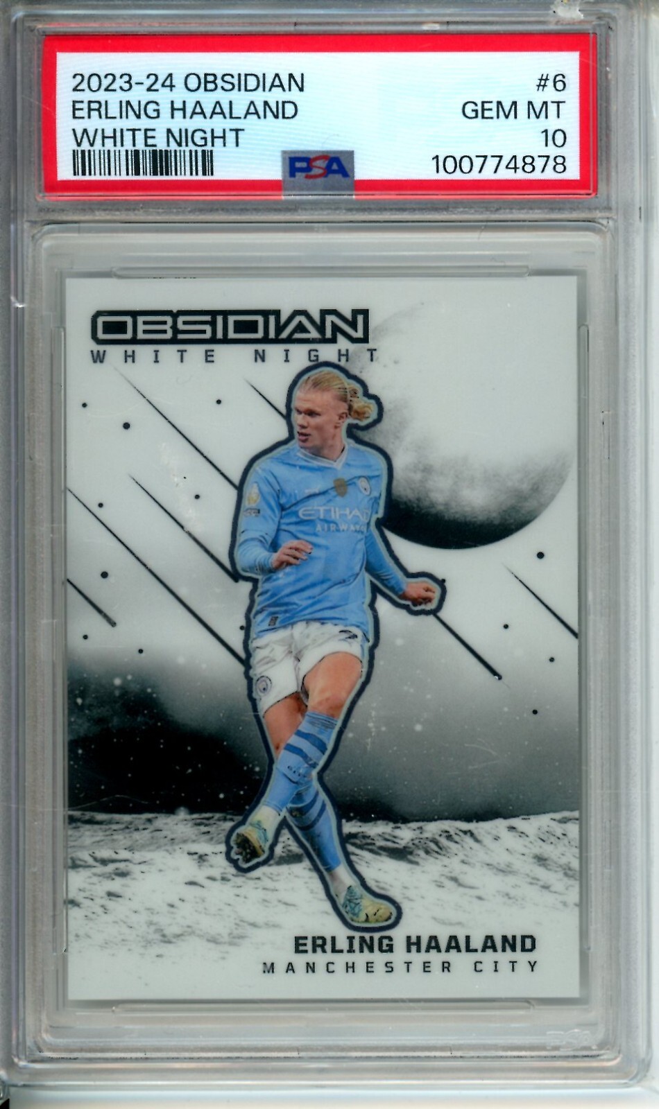 Erling Haaland 2023-24 Panini Obsidian White Night #6 (Case Hit 