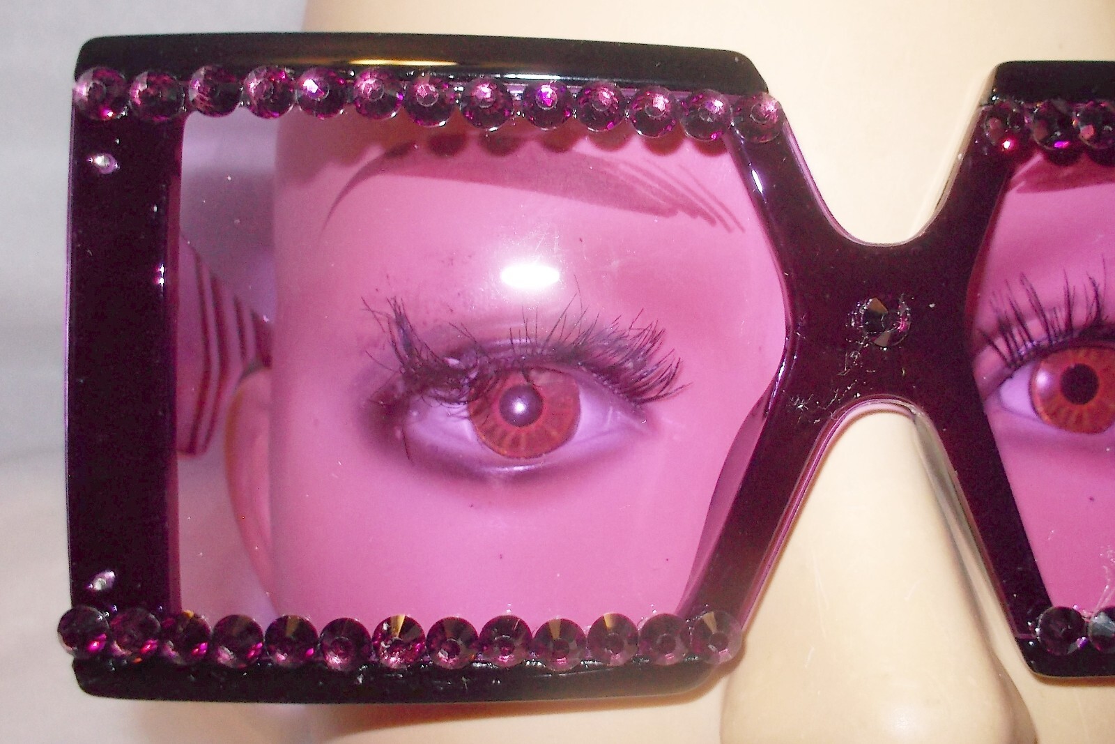 Oversized Square Purple Rhinestone Sunglasses with Free US Shipping-image
