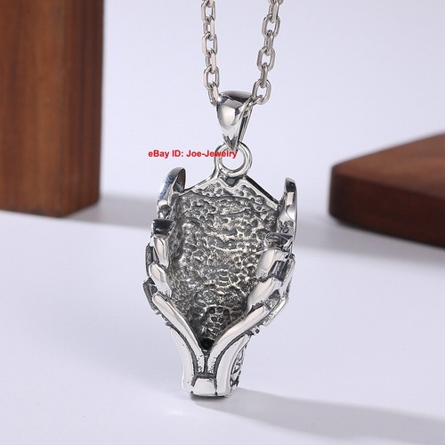 Real 925 Sterling Silver Dragon Head Amulet Pendant 39mm L 24-25g - Picture 3 of 5