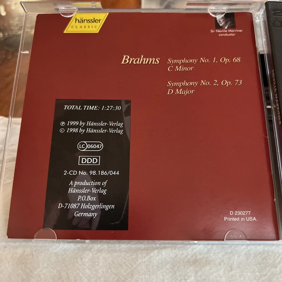 Johannes Brahms Symphonies Nos. 1 & 2 CD 1999 Hanssler classic 2 CDs Promo rare Foto 4 de 4