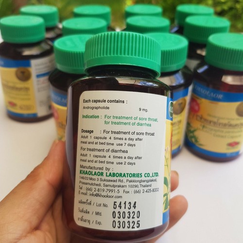 Anti Flu Fa Ta Lai Jone KHAOLAOR Andrographolide Extract 10 mg x 50 capsules - Picture 56 of 73
