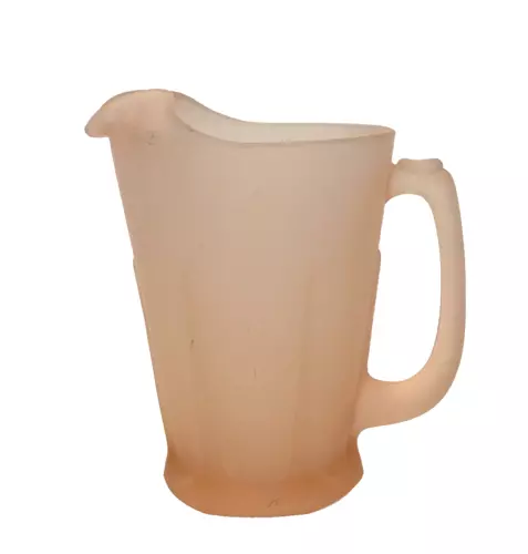 Tiara by Indiana Glass Pitcher Ice Lip Pink Satin or Frosted 8 1/2" tall 44 oz.