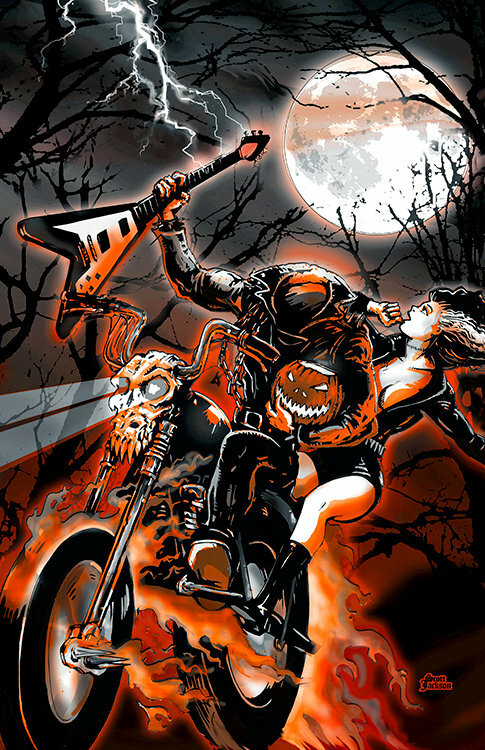 Headless Metal Horseman Art Print – Halloween Biker Horror
