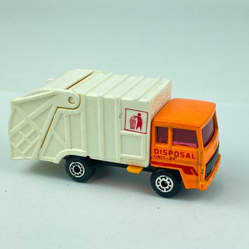 Matchbox Superfast Garbage Truck No 36 1979 Orange and White Diecast Toy Car - Picture 3 of 7