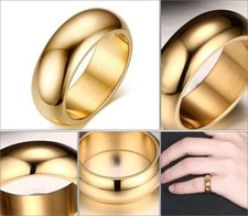 New Fashion Titanium Steel Vacuum Plating Simple Style Finger Rings Size 6-13