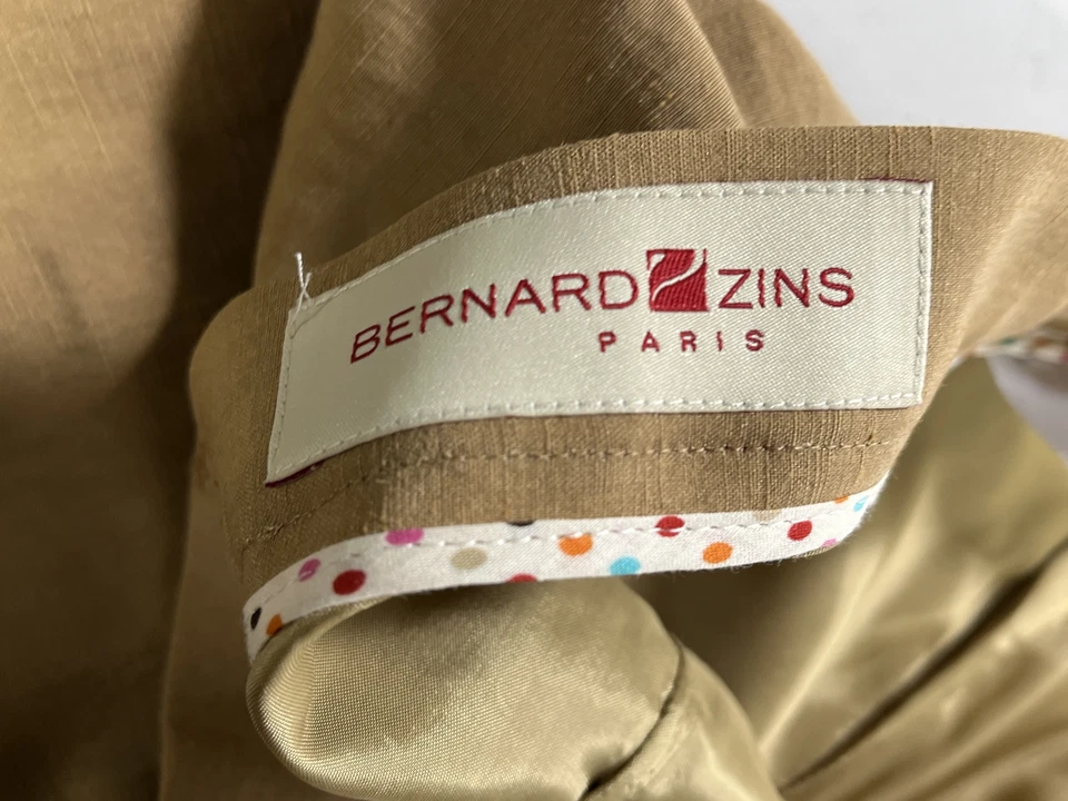 Womens Bernard Zins Brown Cotton Dress Slacks Made in France Size 10 NEW - Image 3 of 4