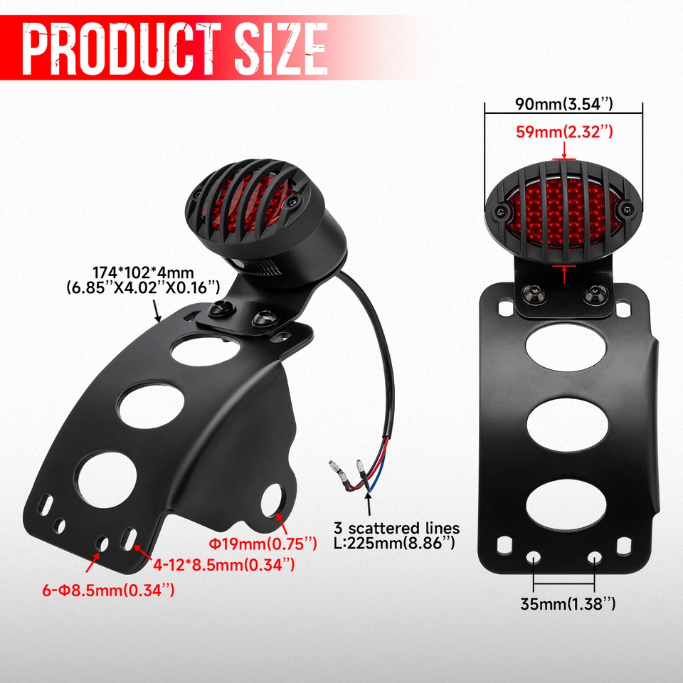 For Harley Side Mount Motorcycle License Plate Bracket Kit w/ Brake Tail Light - Image 3 of 4