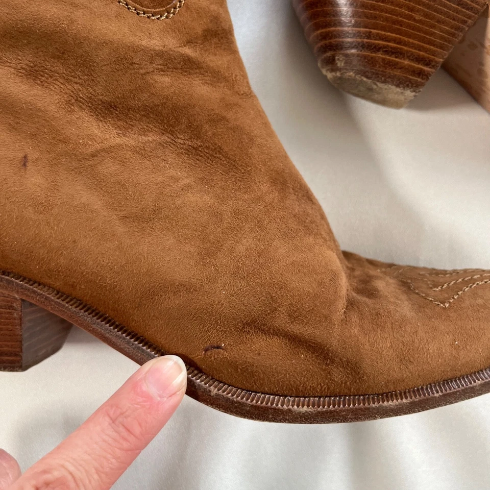 MAUD FRIZON CLUB Brown Leather Suede Knee High Boots Vintage 80s Made Italy 36.5 - Image 4 of 4