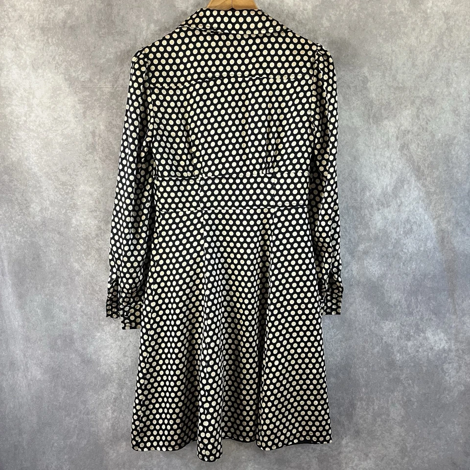 Nanette Lepore Shirt Dress Womens 4 Black Cream Polka Dot Button Silk *See Desc* - Image 4 of 4