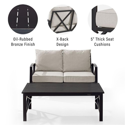 Crosley Furniture Kaplan 2Pc Fabric Sofa Set in Oil Rubbed Bronze and ...