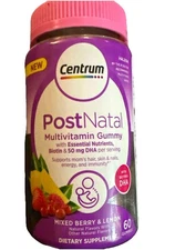 Centrum Postnatal Multivitamin Gummies with Biotin Mixed Berry Exp 9/2027 A6
