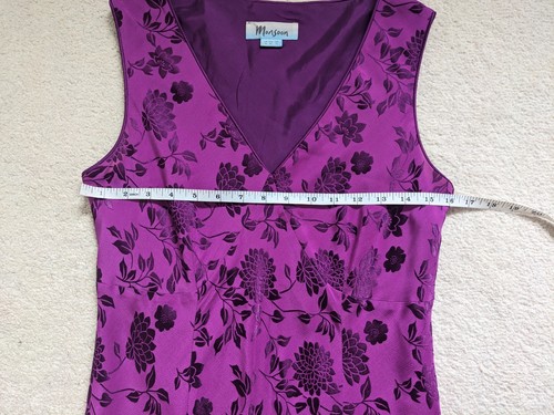 Monsoon Vintage V-Neck Purple Floral Silk Blend Midi/Maxi Dress Size 14 (10-12) - Picture 10 of 11