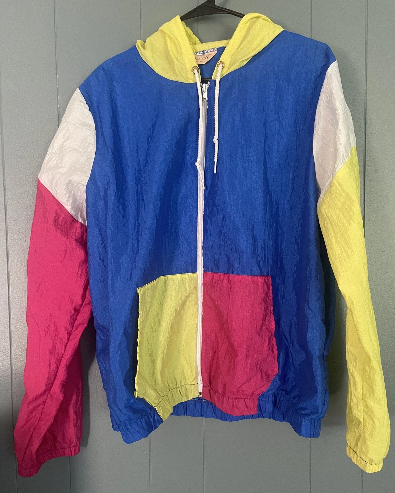 1980s 1990s Neon Windbreaker Jacket Colorblock Colorful Coat Vintage Susan Ranee