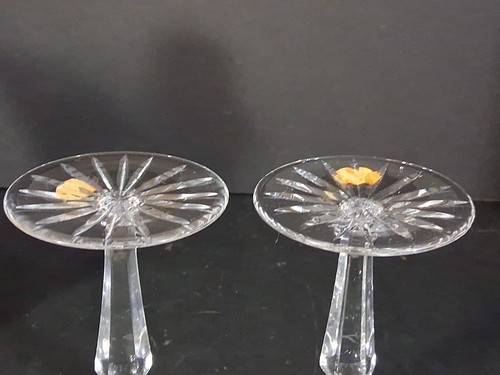 Vintage handgeschliffene ungarische Bleikristall Glaskelche Paar Stern Rosen & Bögen  - Bild 7 von 7