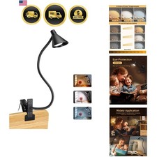 Clip on Light USB Reading Light 3 Color Modes 10 Brightness Levels Eye Care C...