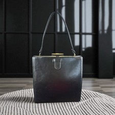 Elegant Classic Vintage Black Leather Handbag