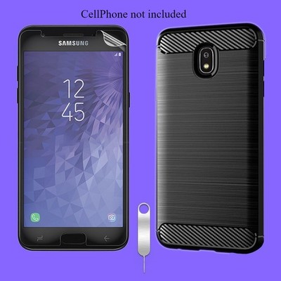 Shatterproof Screen Protector Carbon Fiber Case f Samsung Galaxy J7 Crown S767VL