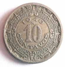 1940 MEXICO 10 CENTAVOS - Excellent Coin - FREE SHIP - Mexico Bin #1000