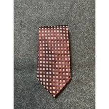 Joseph  Feiss International Mens Silk Tie Burgundy Gold Geometric Square