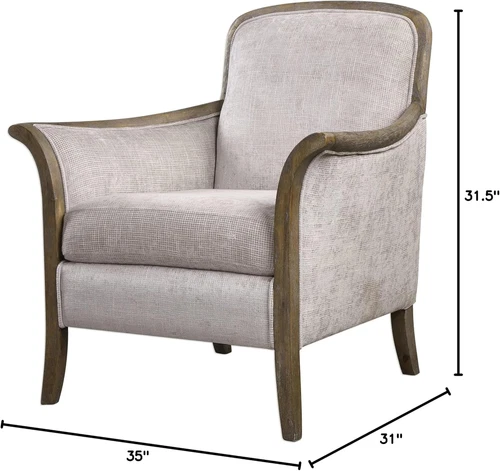 Transitional Taupe Accent Chair - Brittoney 23369 Stylish Comfort - Picture 3 of 6